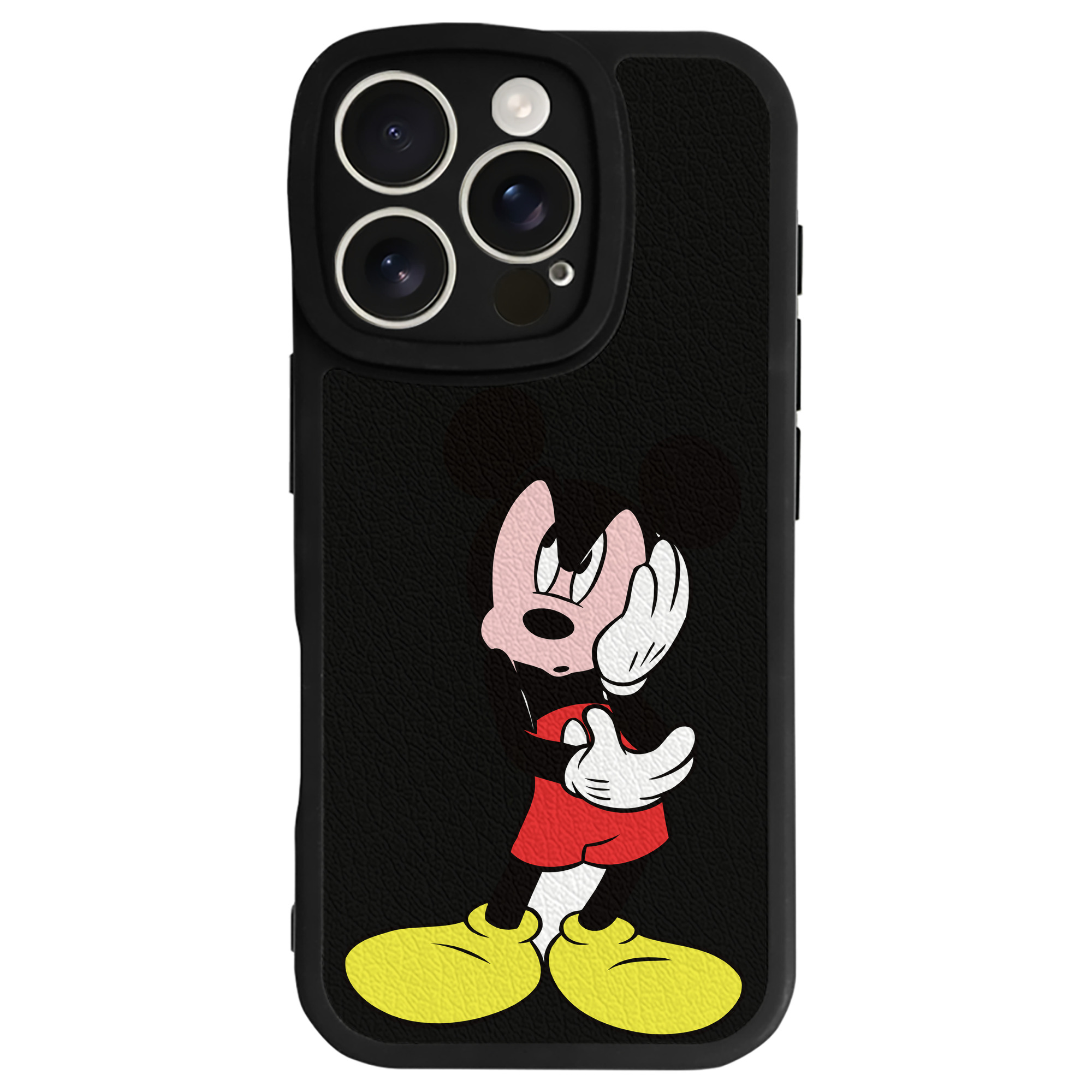 （画像用） ミッキーマウス Mickey Mouse 【iPhone 16シリーズ対応】シリコンスマホケース（レザー調） 材質：シリコン